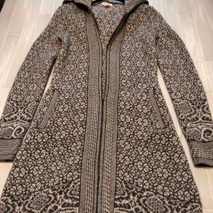 Telluride Clothing Co. Long Hooded Cardigan Sweater Duster Size S, Color Gray.